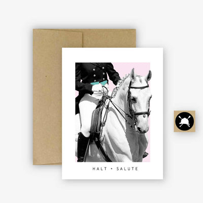 Halt + Salute Equestrian Dressage Horse Greeting Card - Two Hearts Equine Boutique