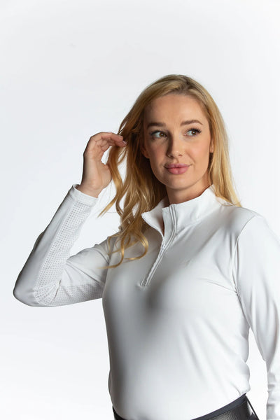 Sola Perforated Sun Shirt- White - Two Hearts Equine Boutique