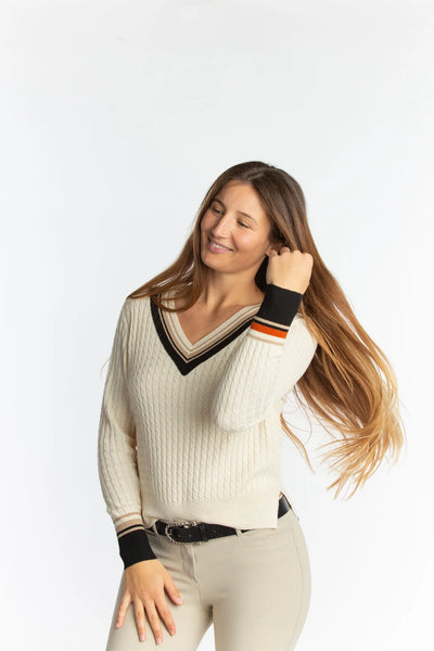 Kayla V Neck Stripe Sweater - Two Hearts Equine Boutique