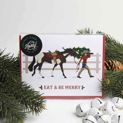 Eat + Be Merry Western Cowgirl Christmas Card - Two Hearts Equine Boutique
