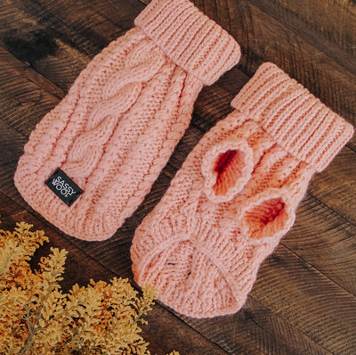 Dog Cable Knit Sweater - Pink - Two Hearts Equine Boutique