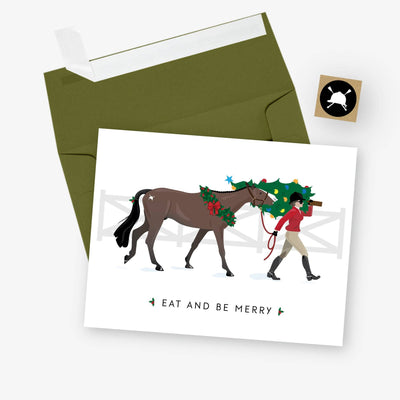 Eat + Be Merry English Equestrian Christmas Card - Two Hearts Equine Boutique