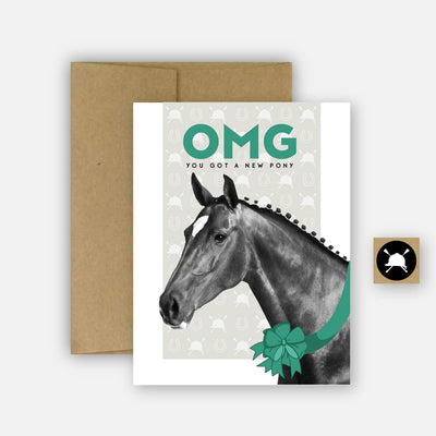 OMG New Pony Horse Equestrian Greeting Card - Two Hearts Equine Boutique