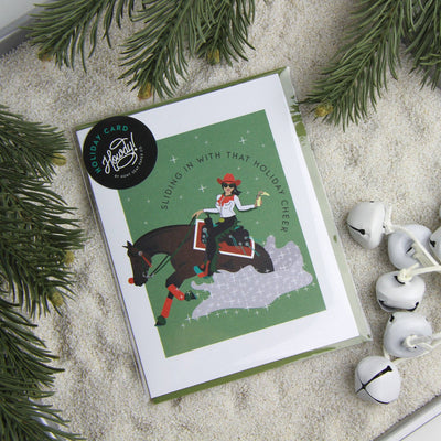 Sliding In Holiday Card - Two Hearts Equine Boutique