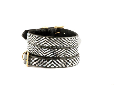 Zebra Beaded Dog Collar - Two Hearts Equine Boutique