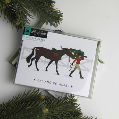 Eat + Be Merry English Equestrian Christmas Card - Two Hearts Equine Boutique