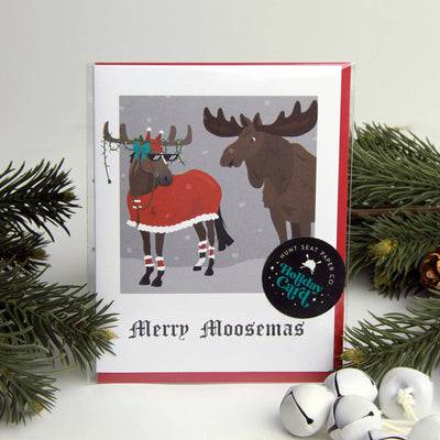 Merry Moosemas Holiday Mule Christmas Card - Two Hearts Equine Boutique