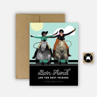 Barn Friends Equestrian Horse Greeting Card - Two Hearts Equine Boutique