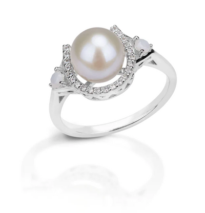 Kelly Herd Pearl Horseshoe Ring - Two Hearts Equine Boutique