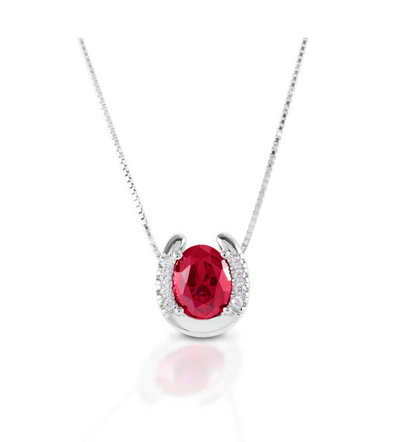 Kelly Herd Red Stone Horseshoe Necklace - Two Hearts Equine Boutique
