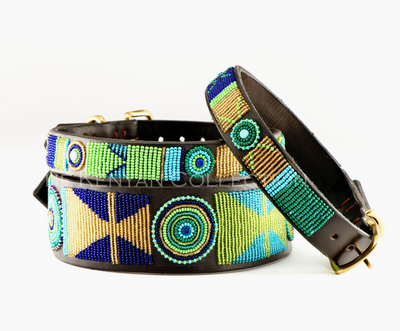 Peacock Beaded Dog Collar - Two Hearts Equine Boutique