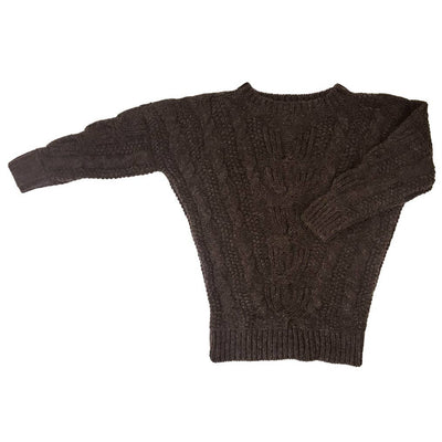 Sarah Cable Alpaca Sweater: M/L / Chocolate Brown - Two Hearts Equine Boutique